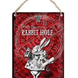 Alice in wonderland Down the Rabbit Hole metal dangler