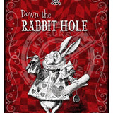 Alice in wonderland Down the Rabbit Hole metal wall sign 