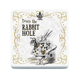 Alice in wonderland Down the Rabbit Hole melamine coaster