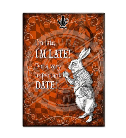 Alice in wonderland I'm late, I'm late fridge magnet