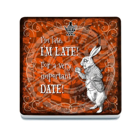 Alice in wonderland I'm late, I'm late fridge magnet