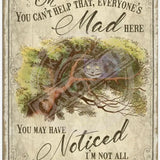 Alice in Wonderland - Cheshire Cat Everyone’s Mad Here Mini Metal Sign 15cm x 20cm Metal Signs
