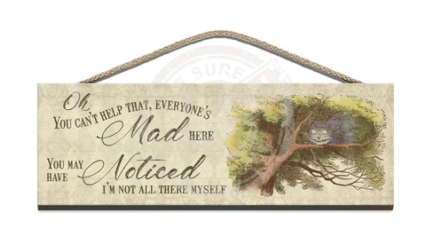 Alice in Wonderland Cheshire Cat Everyone’s Mad Here Fridge Magnet Metal Signs
