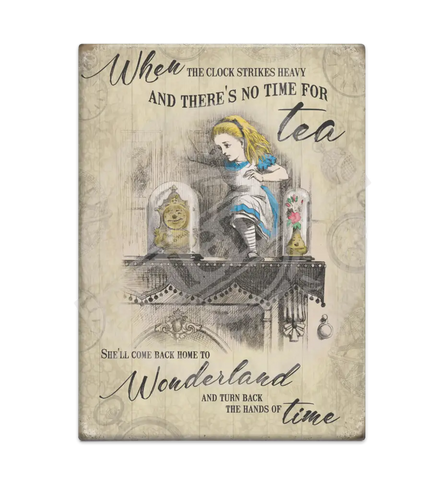 Alice In Wonderland - Clock Strikes Heavy Fridge Magnet Metal Signs