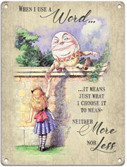 Alice In Wonderland - Humpty Dumpty Metal Signs