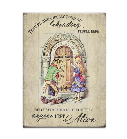 Alice In Wonderland - Queen & Frog Fridge Magnet Metal Signs