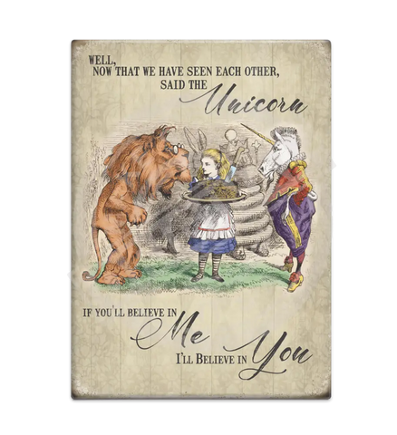 Alice In Wonderland - The Unicorn Fridge Magnet Metal Signs