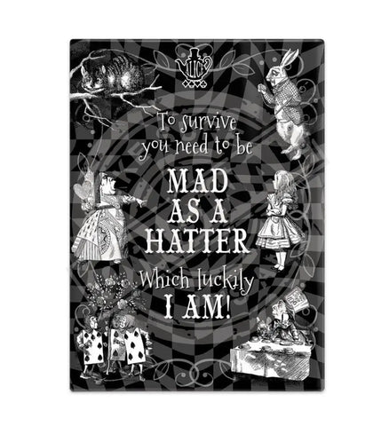 Alice in wonderland Mad as a hatter metal wall sign 