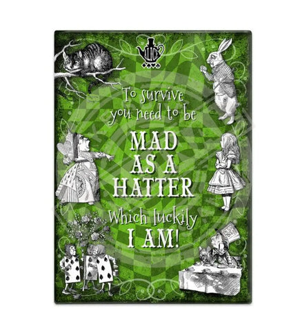 Alice in wonderland Mad as a Hatter fridge magnet