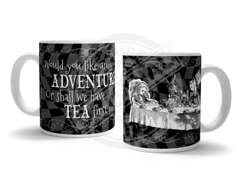 Alice in wonderland adventure or tea first metal wall sign 