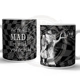 Alice in wonderland we're all mad Cheshire cat mug