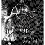 Alice in wonderland we're all mad Cheshire cat metal wall sign 