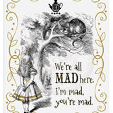 Alice in wonderland We're all mad here metal wall sign 