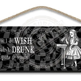 Alice in wonderland drink me wooden hanging wall sign 