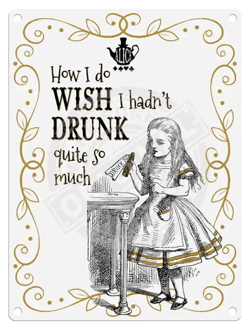 Alice - Wish I hadn’t drunk so much (white) Fridge Magnet Metal Signs
