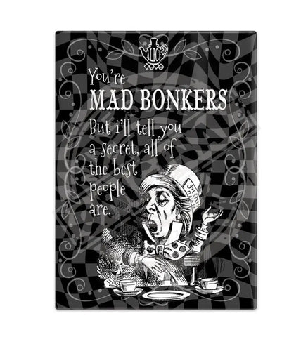 Alice in wonderland mad bonkers metal wall sign 