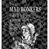 Alice in wonderland mad bonkers metal wall sign 