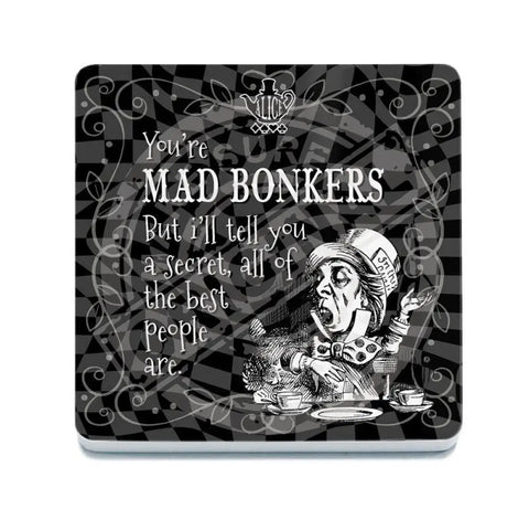 Alice in wonderland mad bonkers metal wall sign 