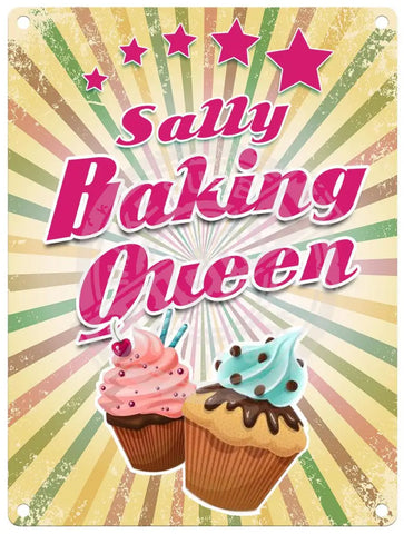 Personalised Baking Queen metal sign.