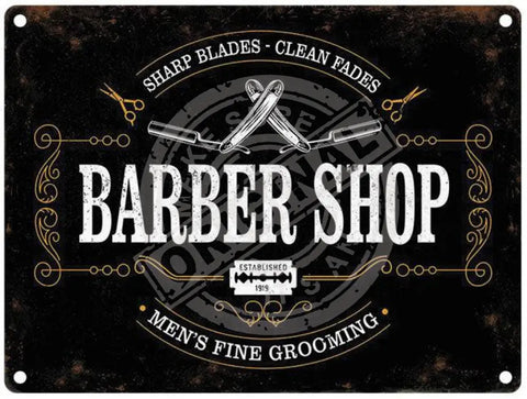 Barber shop mens fine grooming metal lsign