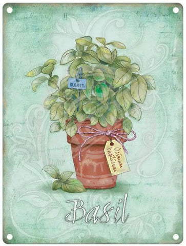 Basil herb in pot sign