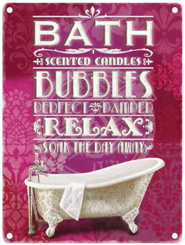 Bath Bubbles and Relax sign