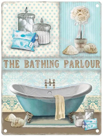 The bathing parlour metal sign