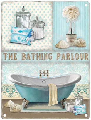 The bathing parlour metal sign