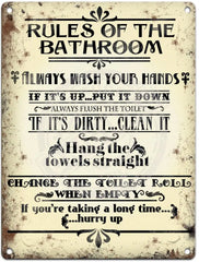 Bathroom Rules Metal Signs