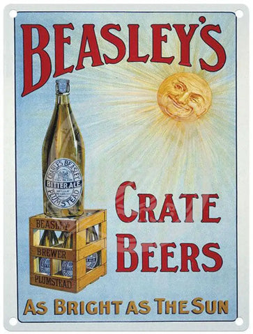 Beasley's Crate Beers. As bright as the sun sign