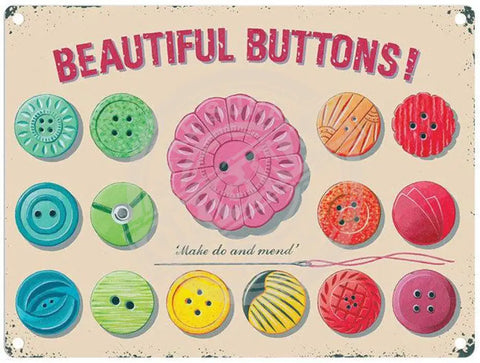 Beautiful buttons sign. Make do and mend.