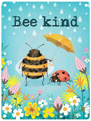 Bee kind sign with ladybird