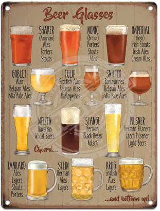 Beer Glasses Metal Signs