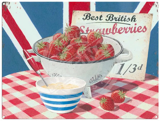 Best British Strawberries by Martin Wiscombe. Metal Sign