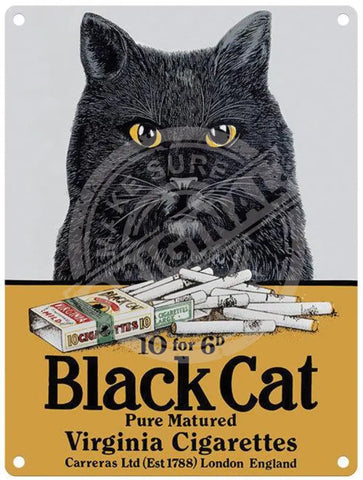 Black Cat Virginia Cigarettes vintage metal sign