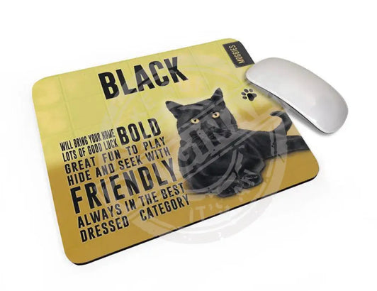 Black Cat characteristics mouse mat.