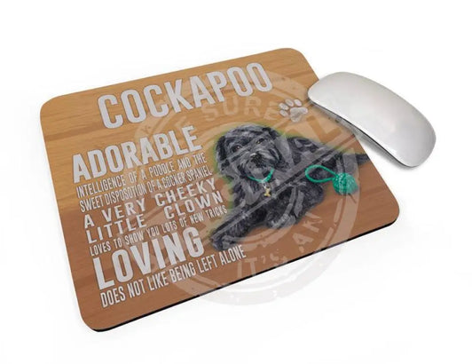 Black Cockapoo Dog characteristics mouse mat.