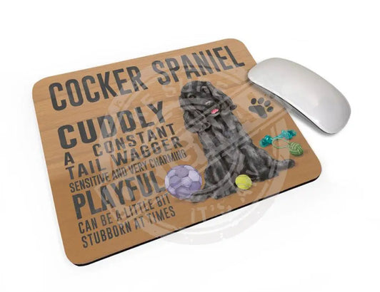 Black Cocker Spaniel Dog characteristics mouse mat.