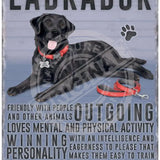 Black Labrador characteristics metal sign