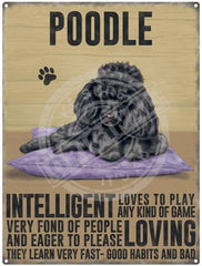 Black Poodle characteristics metal sign