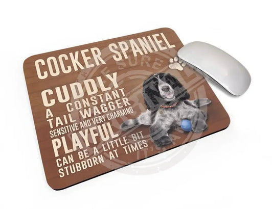 Black White Cocker Spaniel Dog Mouse Mat