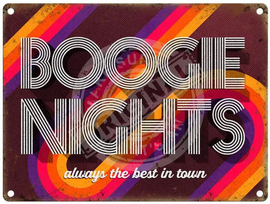 Boogie Nights Mini Metal Sign 15cm x 20cm Metal Signs