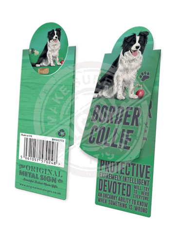 Border Collie characteristics metal sign