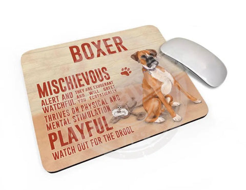 Boxer Dog characteristics mouse mat.