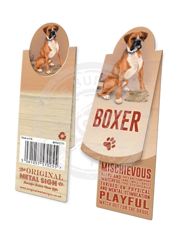 Boxer dog characteristics metal sign