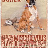 Boxer dog characteristics metal sign