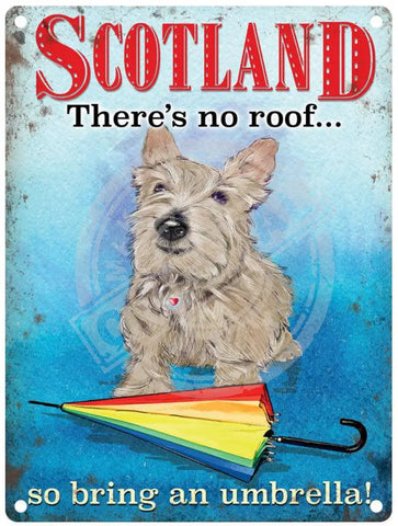 Scotland bring an umbrella scotty dog metal sign