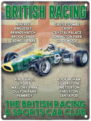British racing and sports car club metal sign