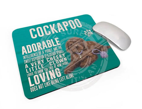 Brown Cockapoo Dog characteristics mouse mat.