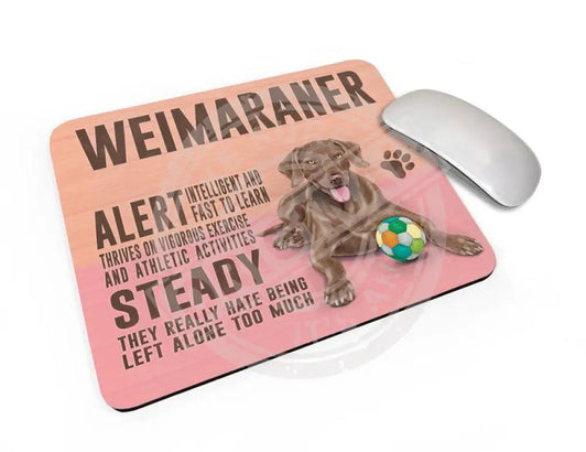 Brown Weimaraner characteristics mouse mat.